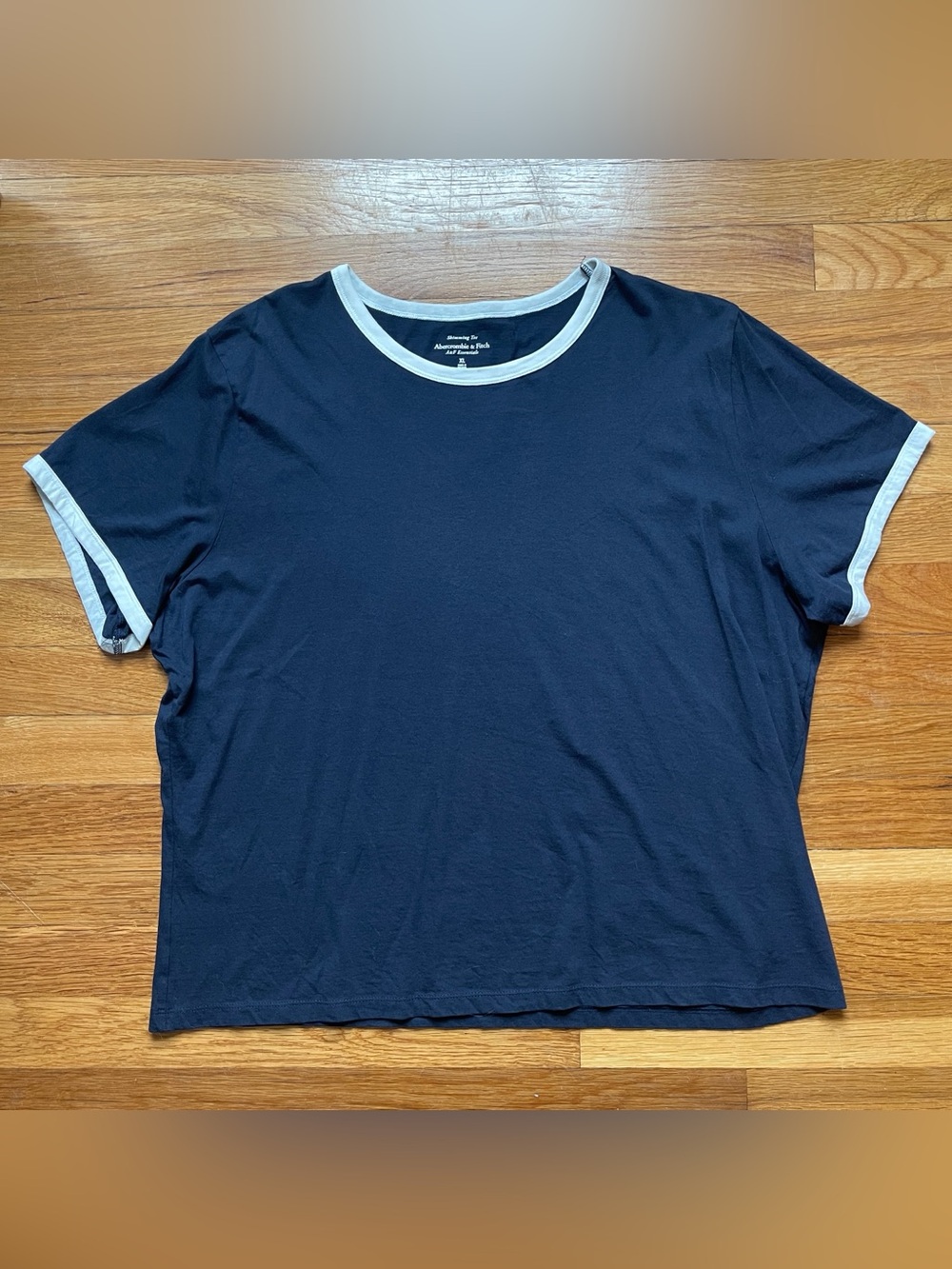 Abercrombie & Fitch navy blue tee with white trim, size XL